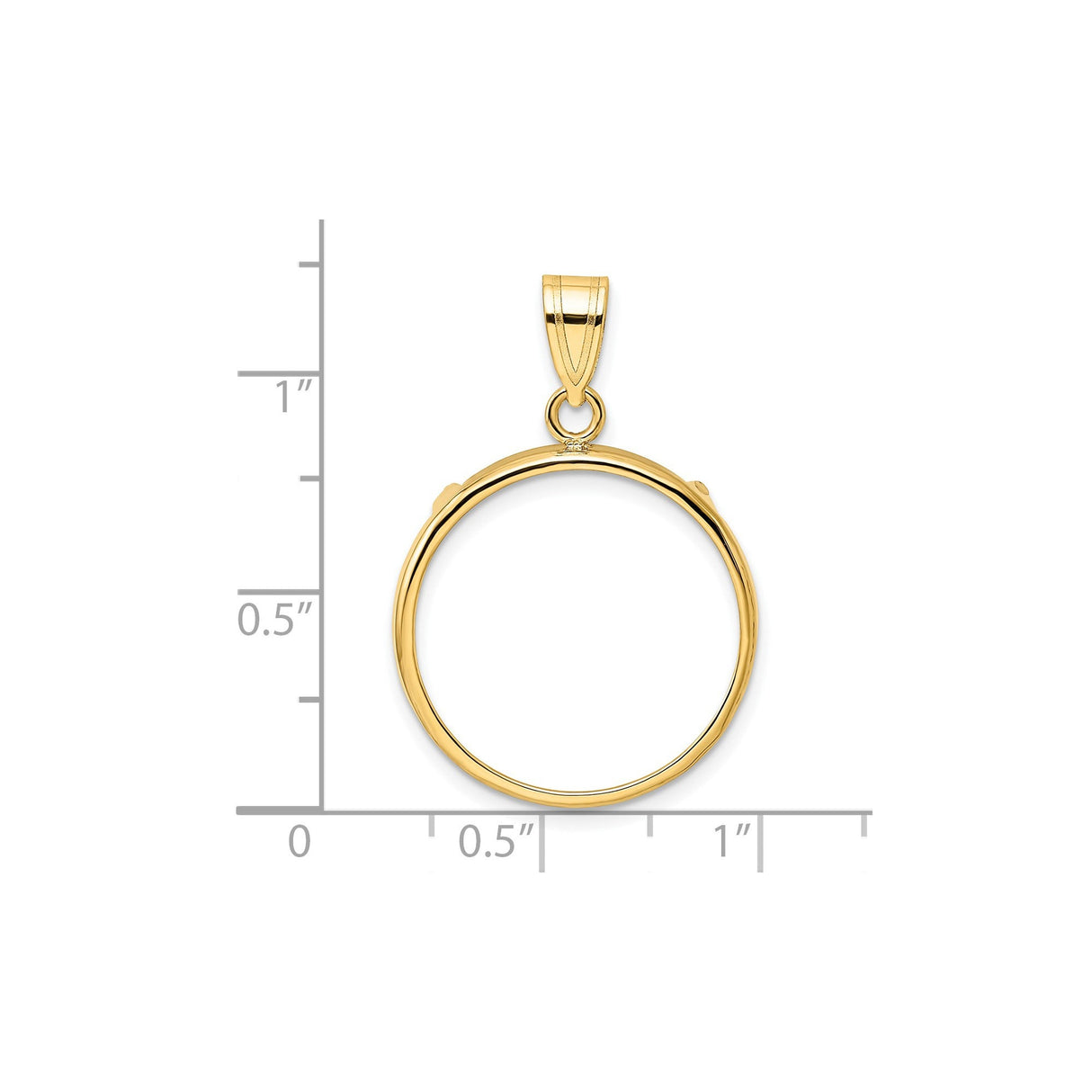 20 mm 14k Yellow Gold coin bezel for 20 mm Coin — size reference (ruler)