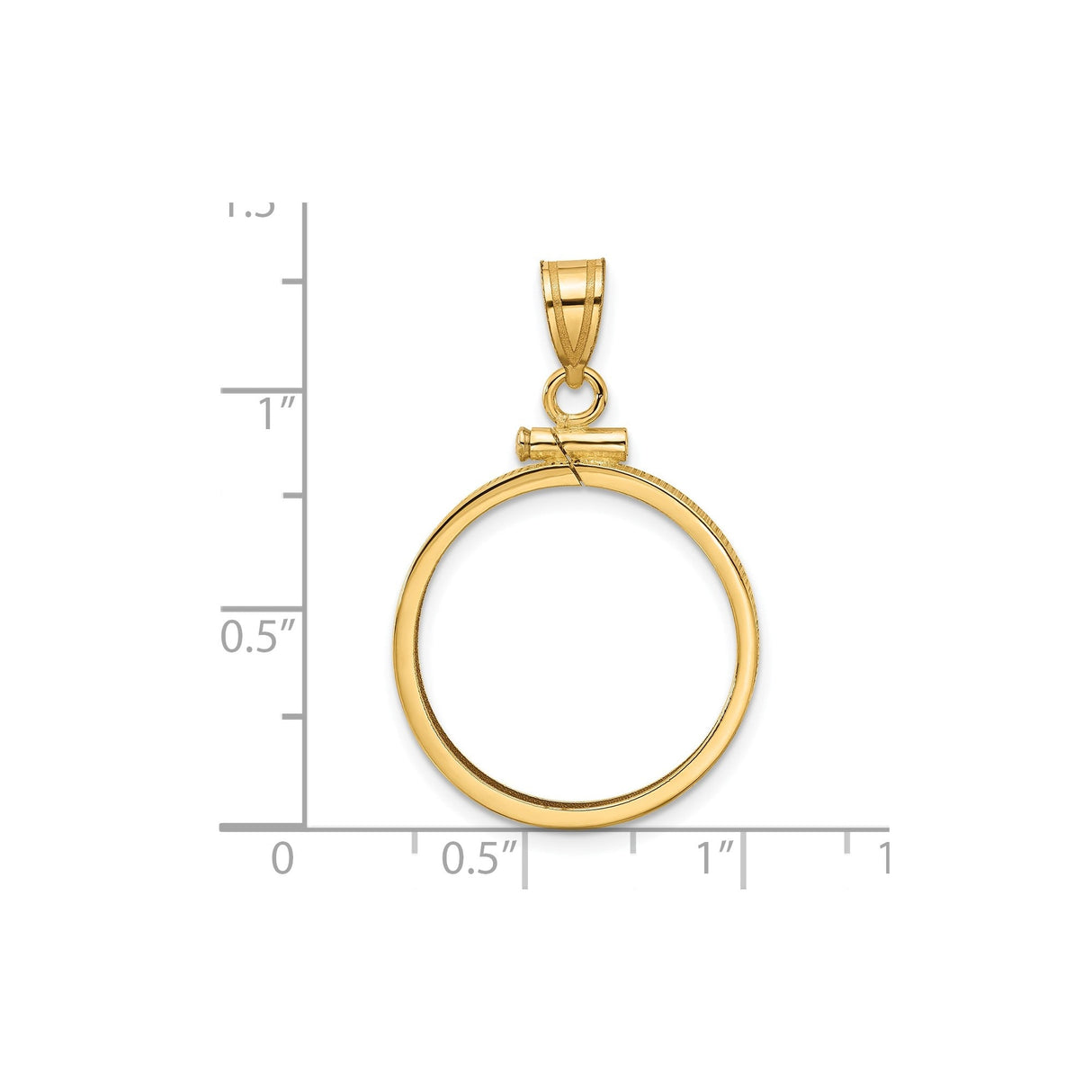 20 mm 14k Yellow Gold coin bezel for 20 mm Coin — size reference (ruler)