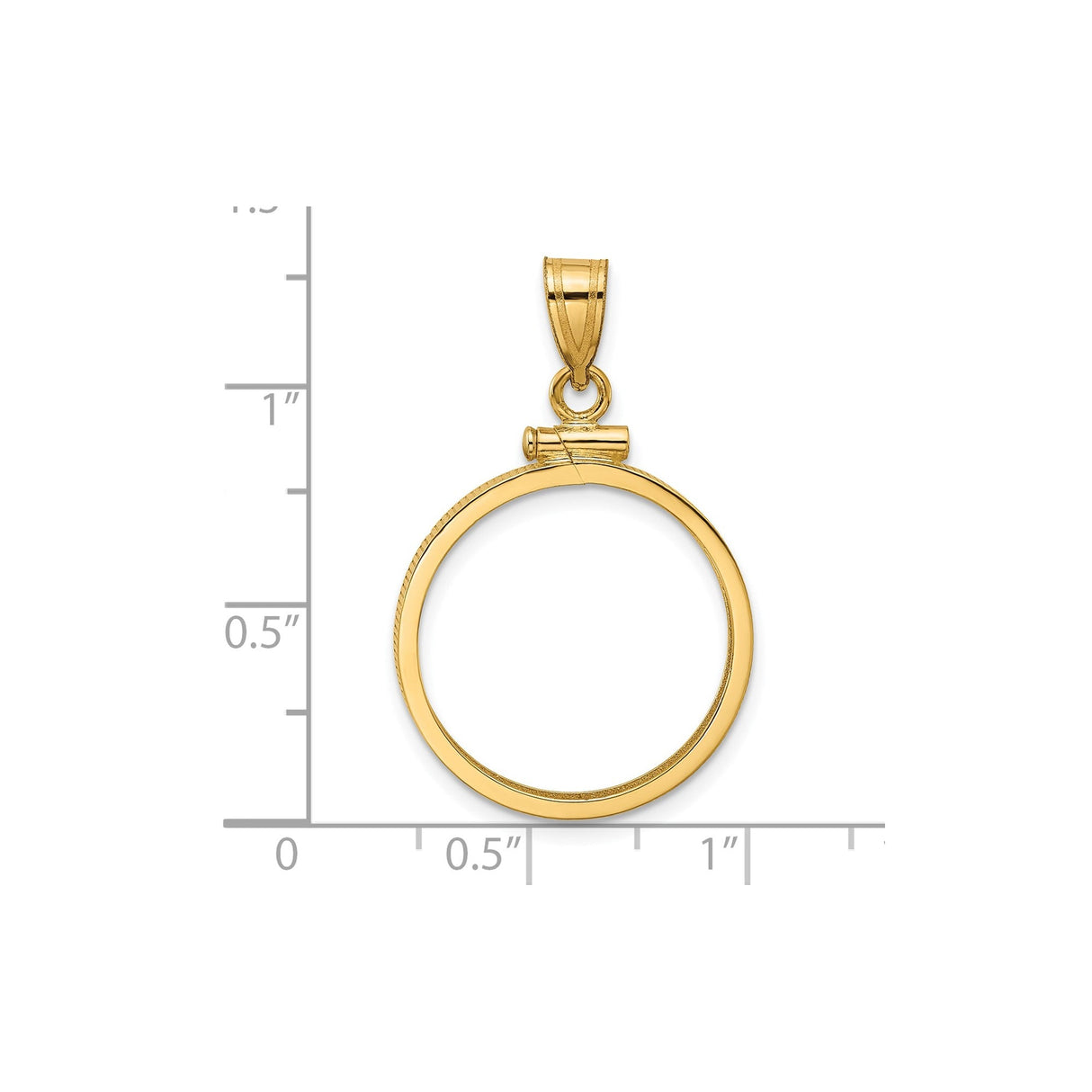 20 mm 14k Yellow Gold coin bezel for 20 mm Coin — size reference (ruler)