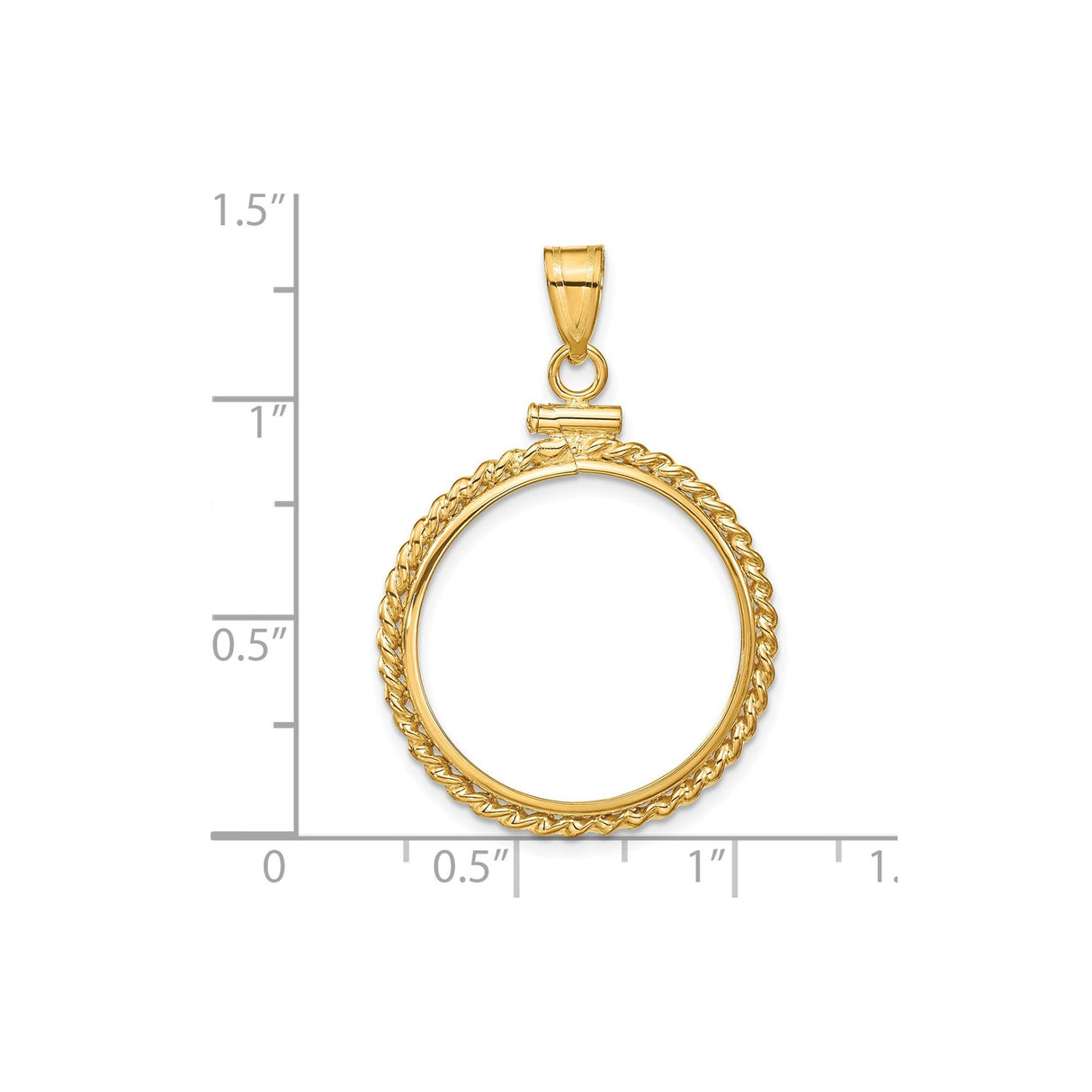 20 mm 14k Yellow Gold coin bezel for 20 mm Coin — size reference (ruler)