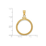 20 mm 14k Yellow Gold coin bezel for 20 mm Coin — size reference (ruler)