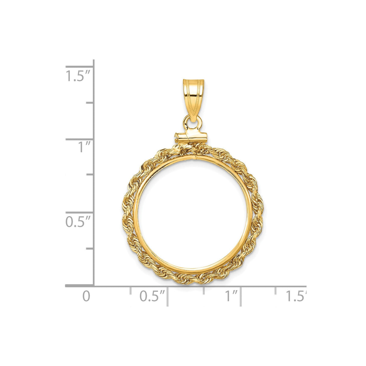 20 mm 14k Yellow Gold coin bezel for 20 mm Coin — size reference (ruler)