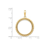 22 mm 14k Yellow Gold coin bezel for 21.6 mm Coin — size reference (ruler)