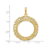 22 mm 14k Yellow Gold coin bezel for 21.6 mm Coin — size reference (ruler)
