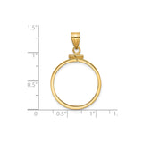 22 mm 14k Yellow Gold coin bezel for 21.6 mm Coin — size reference (ruler)