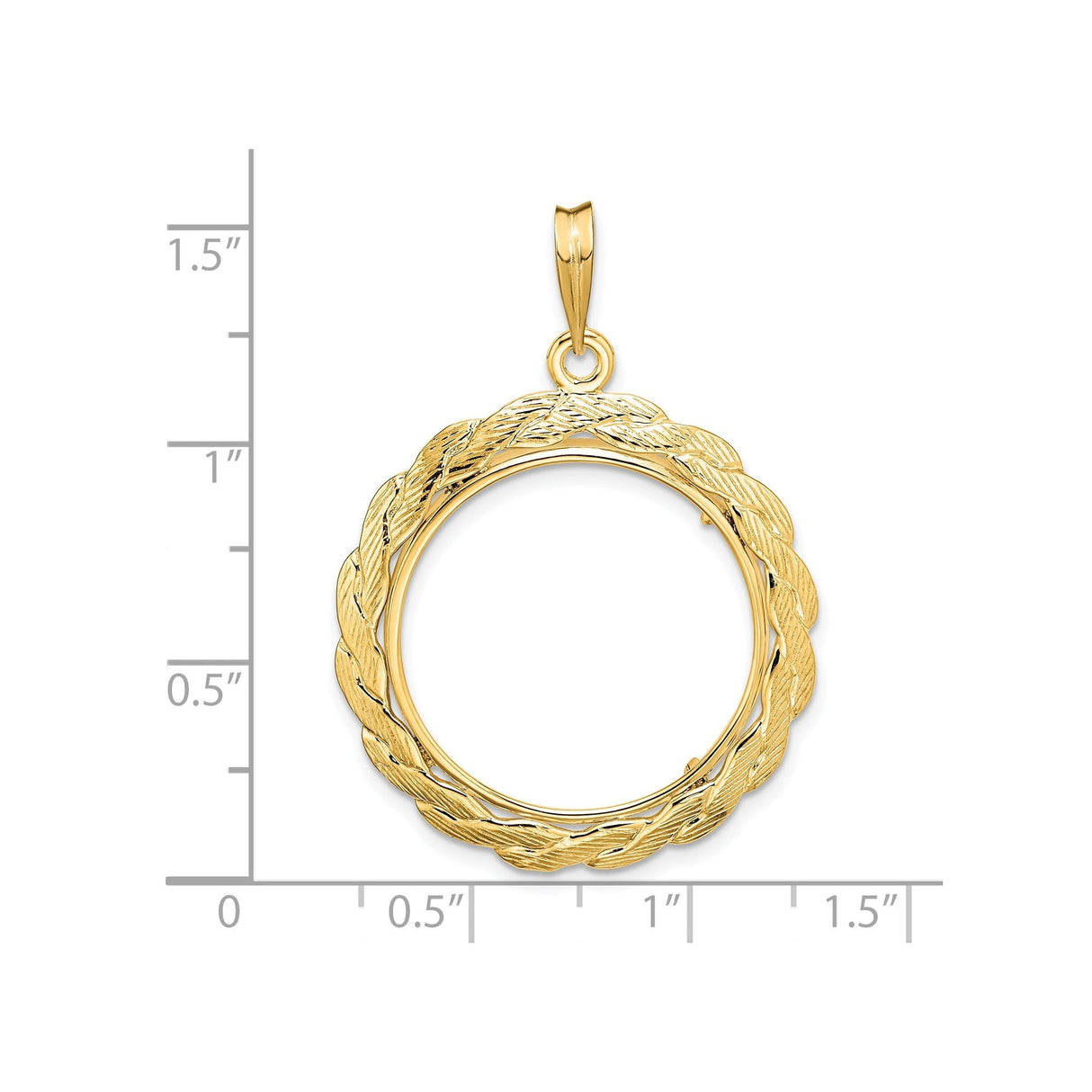 22 mm 14k Yellow Gold coin bezel for 21.6 mm Coin — size reference (ruler)