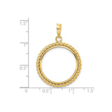 22 mm 14k Yellow Gold coin bezel for 21.6 mm Coin — size reference (ruler)