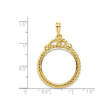 22 mm 14k Yellow Gold coin bezel for 21.6 mm Coin — size reference (ruler)