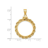 22 mm 14k Yellow Gold coin bezel for 21.6 mm Coin — size reference (ruler)