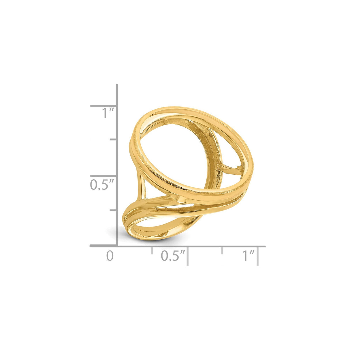 22 mm 14k Yellow Gold coin bezel for 21.6 mm Coin — size reference (ruler)