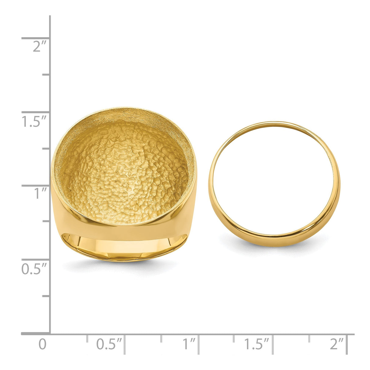 22 mm 14k Yellow Gold coin bezel for 21.6 mm Coin — size reference (ruler)