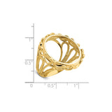 22 mm 14k Yellow Gold coin bezel for 21.6 mm Coin — size reference (ruler)