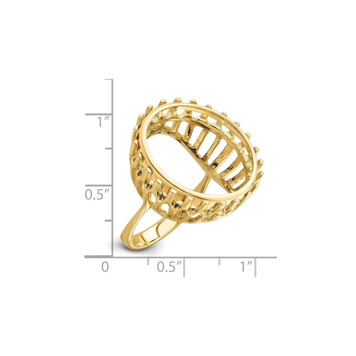 22 mm 14k Yellow Gold coin bezel for 21.6 mm Coin — size reference (ruler)