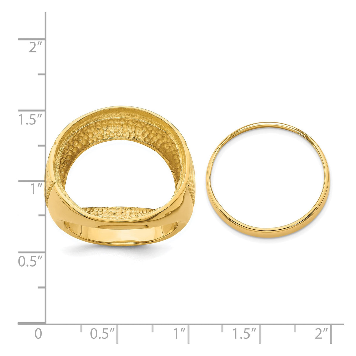 22 mm 14k Yellow Gold coin bezel for 21.6 mm Coin — size reference (ruler)