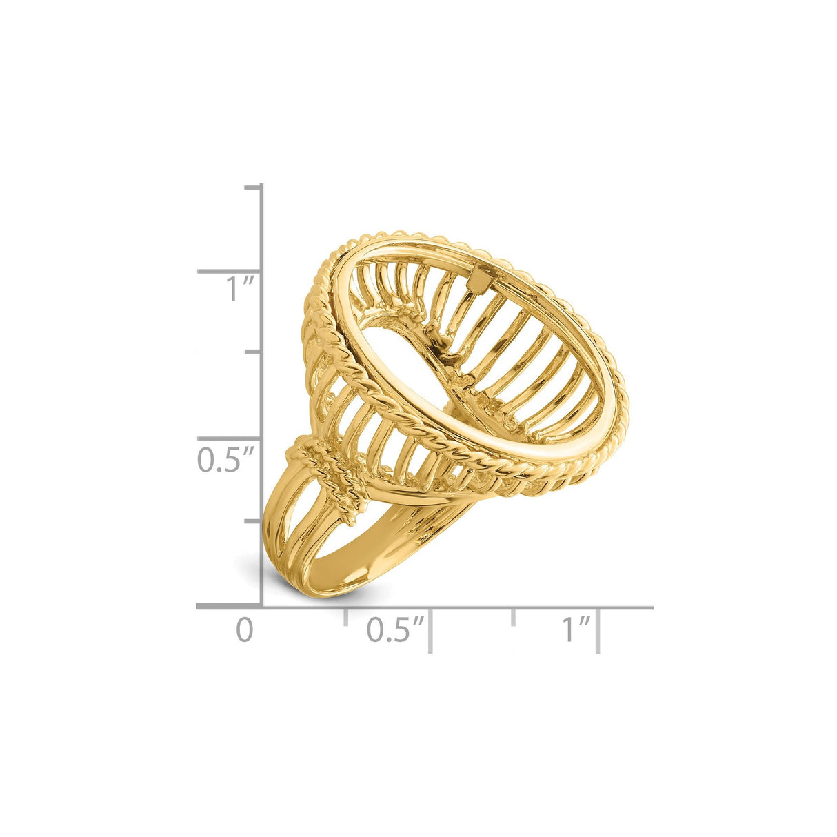22 mm 14k Yellow Gold coin bezel for 21.6 mm Coin — size reference (ruler)