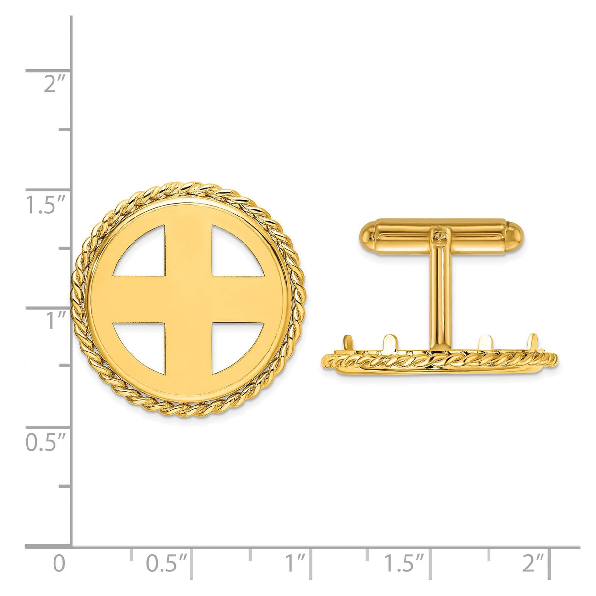 22 mm 14k Yellow Gold coin bezel for 22 mm Coin — size reference (ruler)