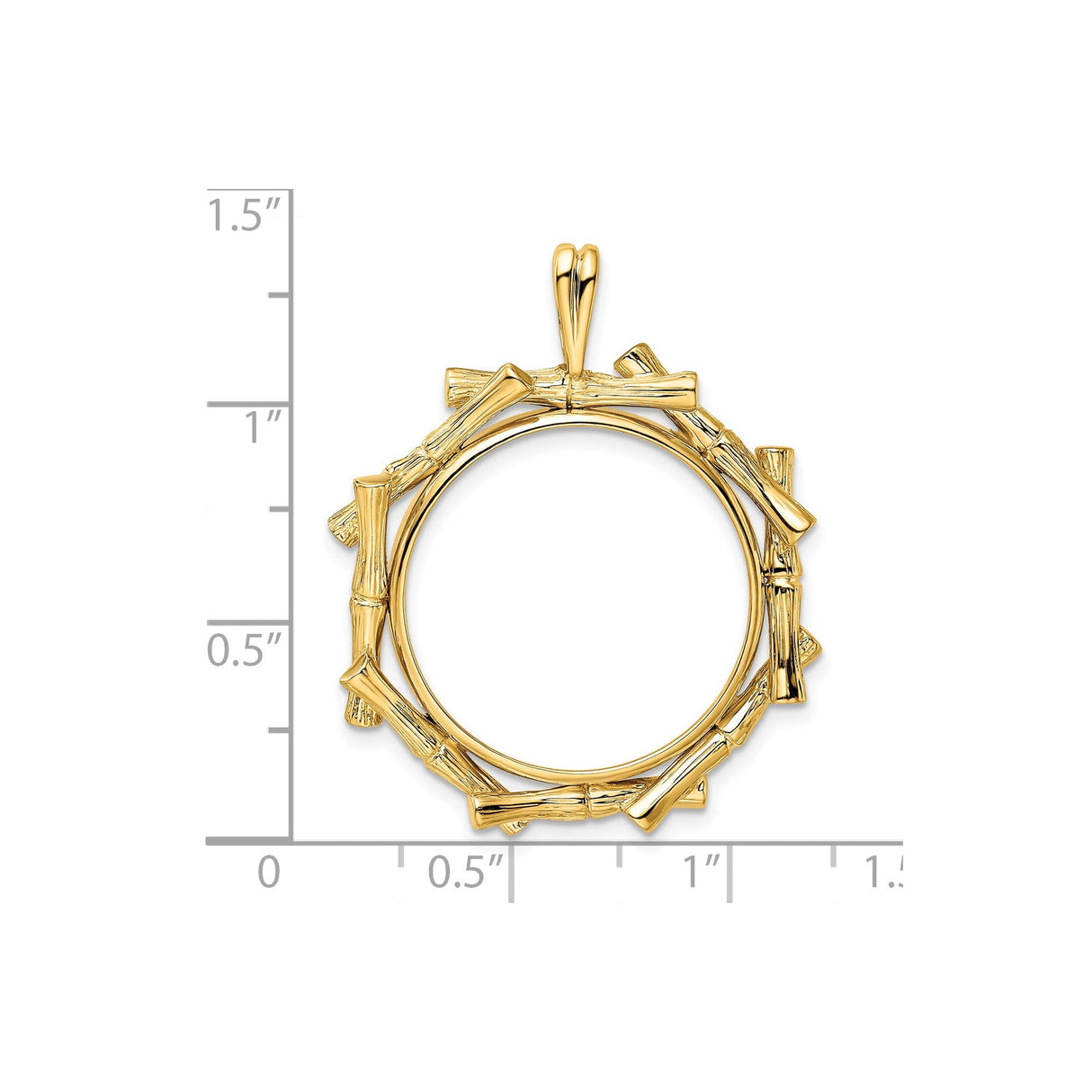 22 mm 14k Yellow Gold coin bezel for 22 mm Coin — size reference (ruler)