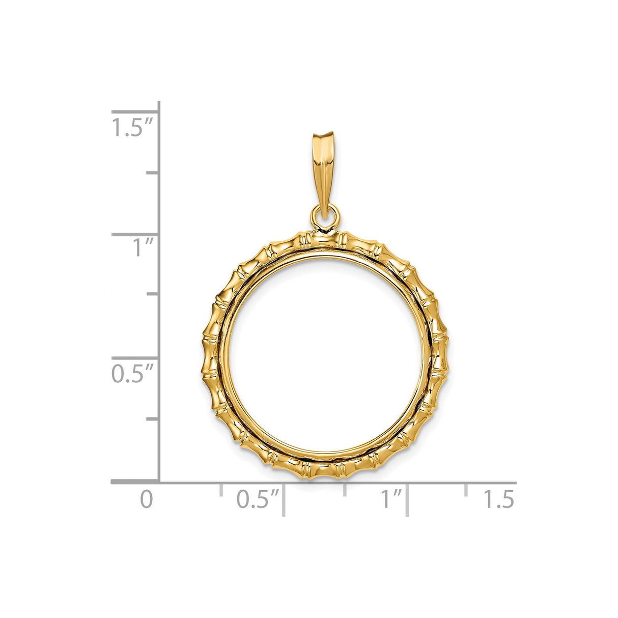 22 mm 14k Yellow Gold coin bezel for 22 mm Coin — size reference (ruler)