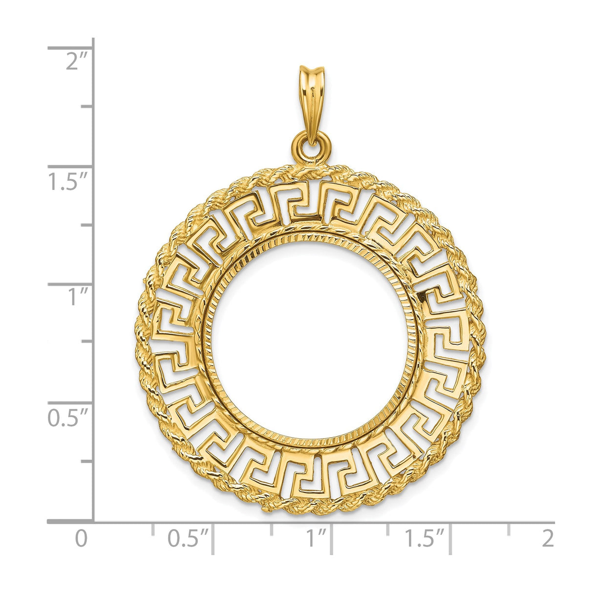 22 mm 14k Yellow Gold coin bezel for 22 mm Coin — size reference (ruler)