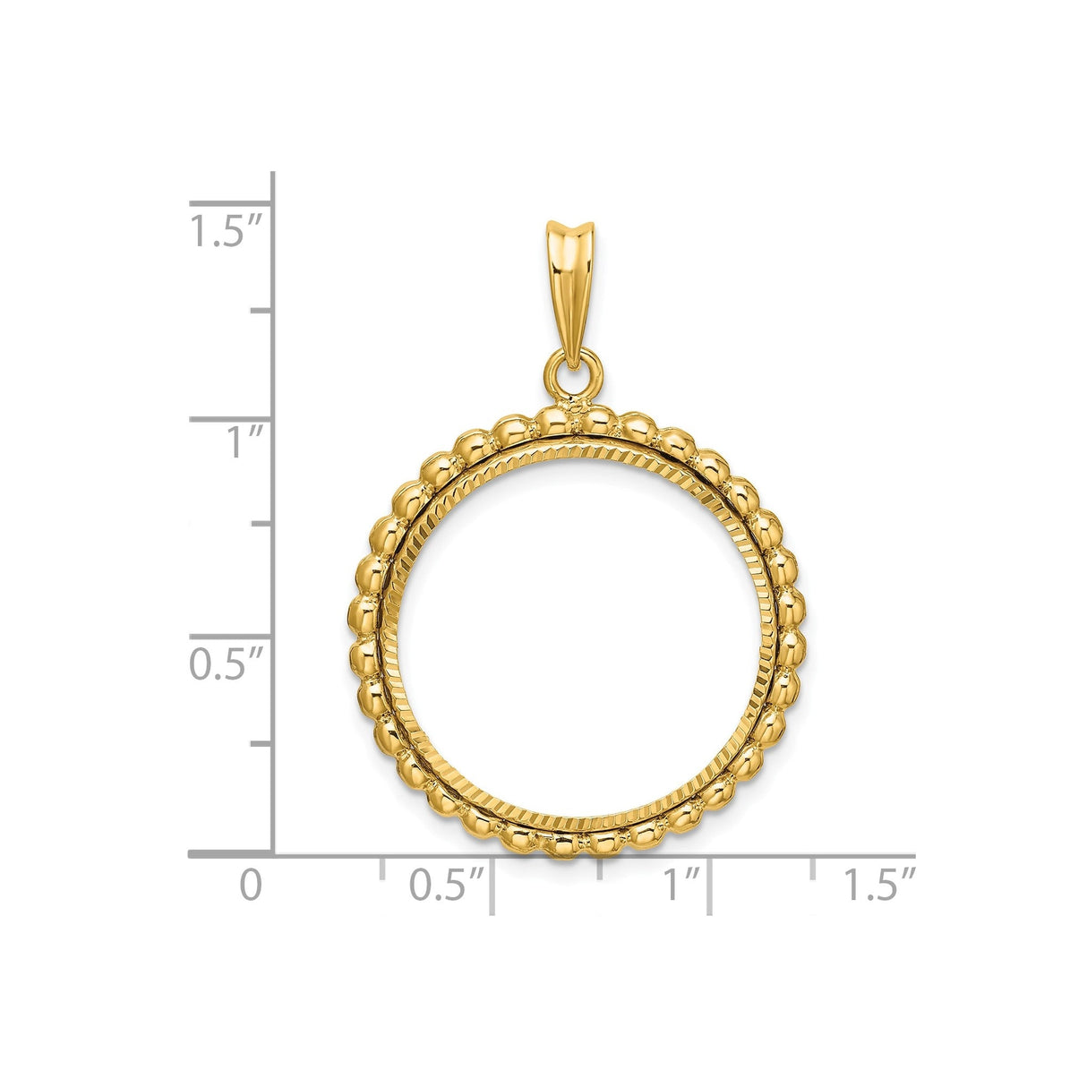 22 mm 14k Yellow Gold coin bezel for 22 mm Coin — size reference (ruler)