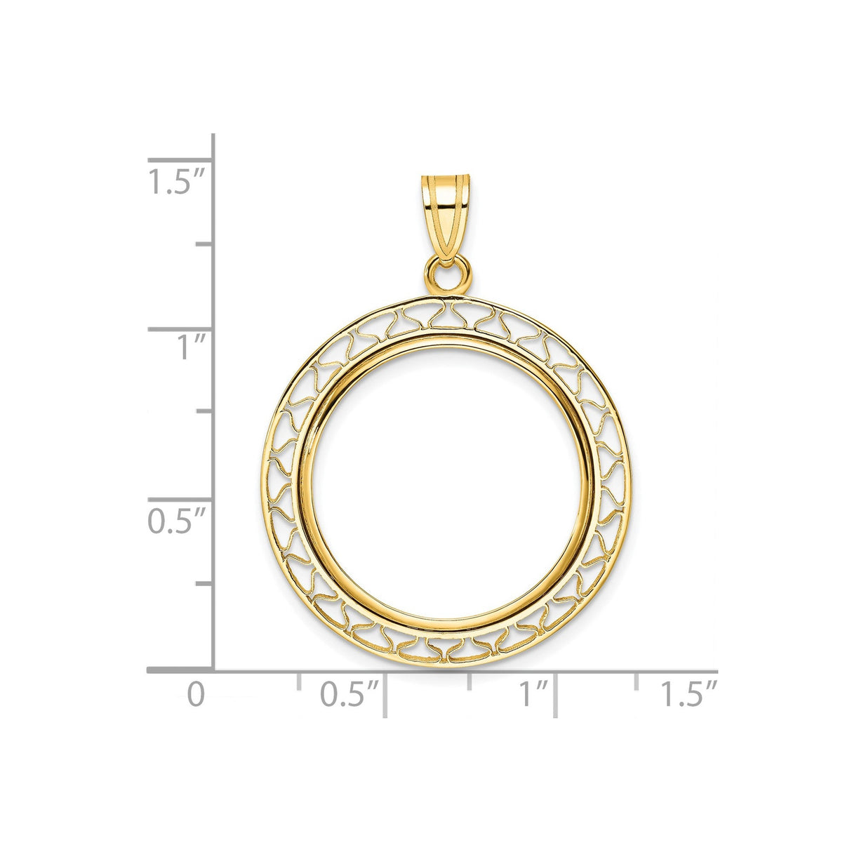 22 mm 14k Yellow Gold coin bezel for 22 mm Coin — size reference (ruler)