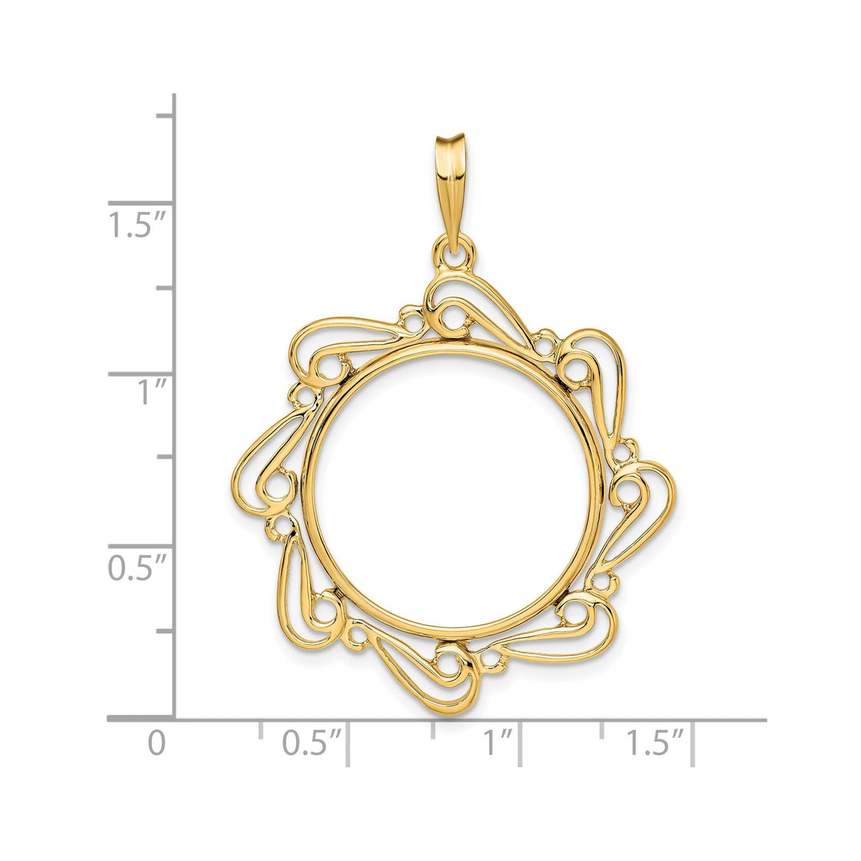22 mm 14k Yellow Gold coin bezel for 22 mm Coin — size reference (ruler)