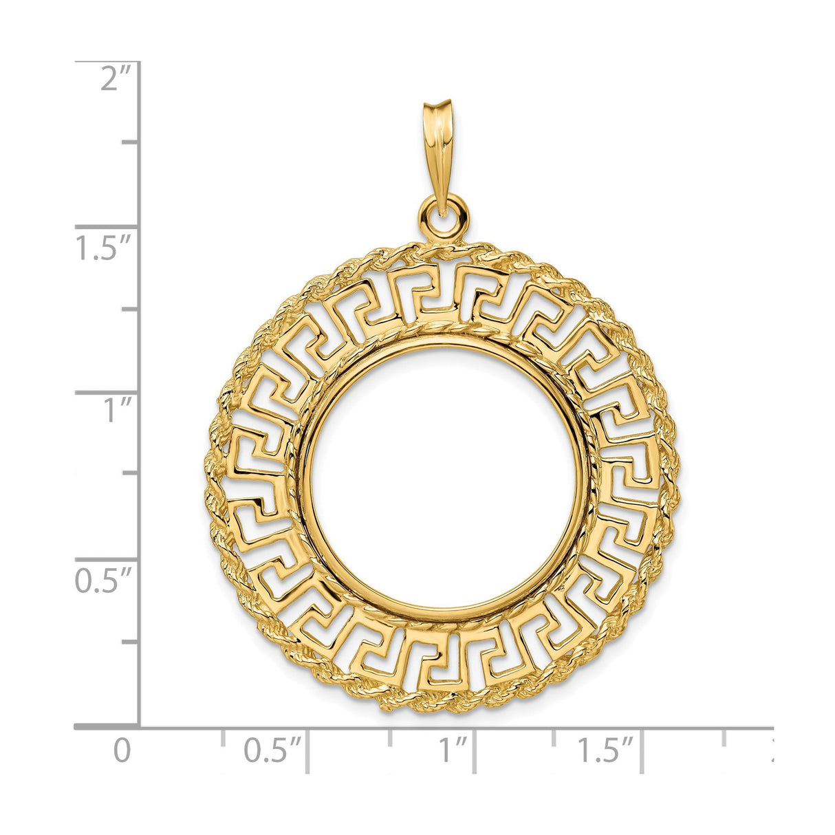 22 mm 14k Yellow Gold coin bezel for 22 mm Coin — size reference (ruler)