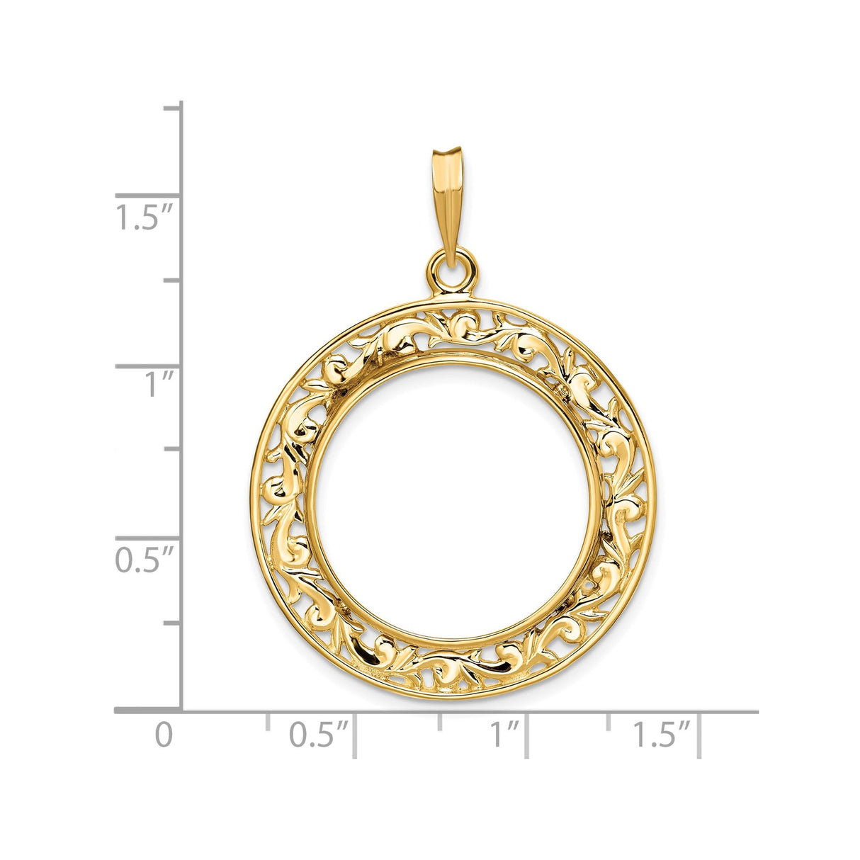 22 mm 14k Yellow Gold coin bezel for 22 mm Coin — size reference (ruler)