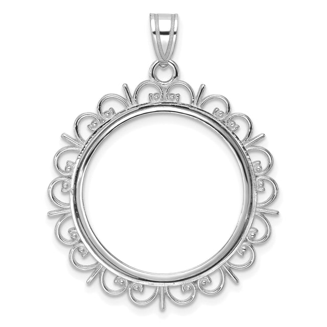 22 mm 14k White Gold coin bezel for 22 mm Coin