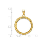 22 mm 14k Yellow Gold coin bezel for 22 mm Coin — size reference (ruler)