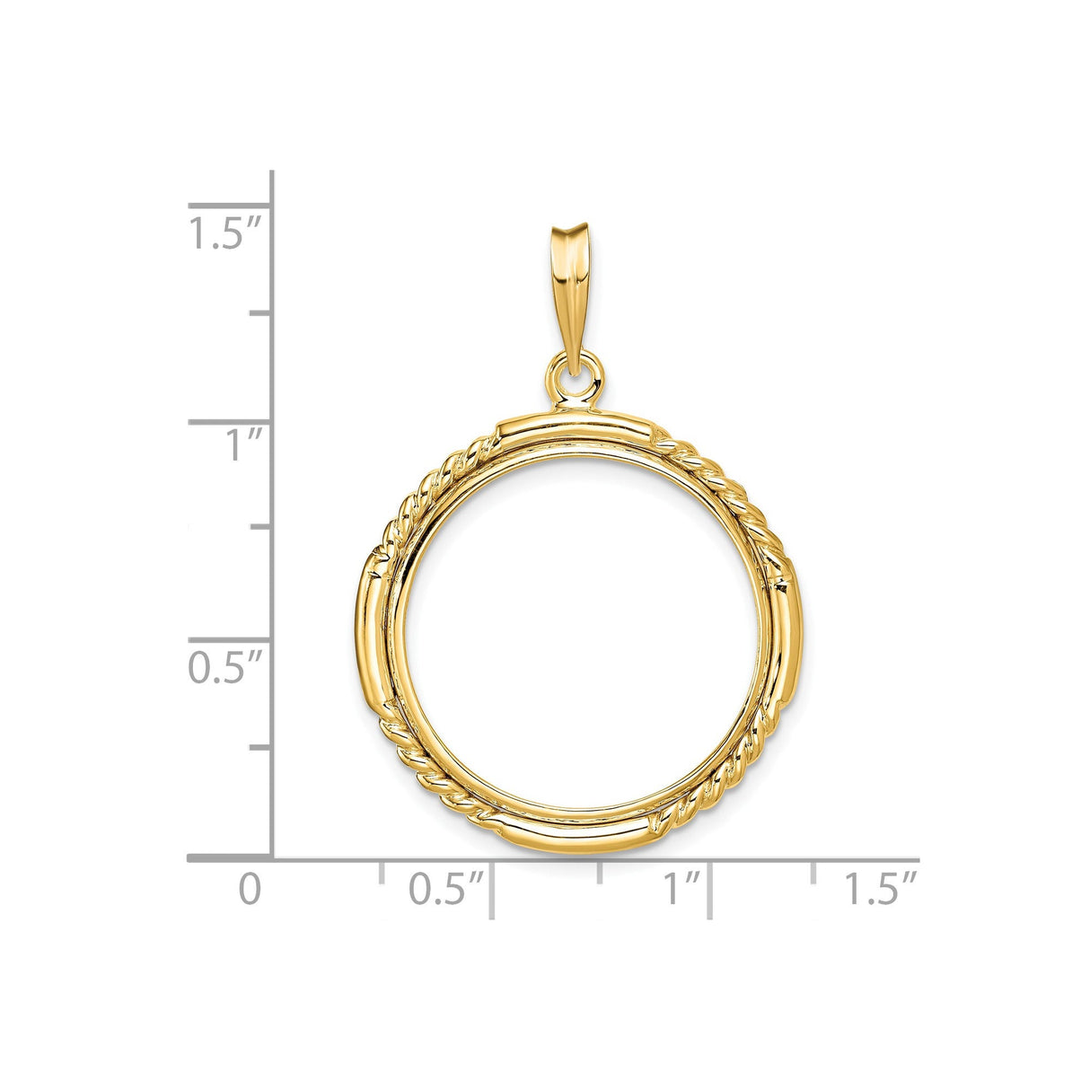 22 mm 14k Yellow Gold coin bezel for 22 mm Coin — size reference (ruler)