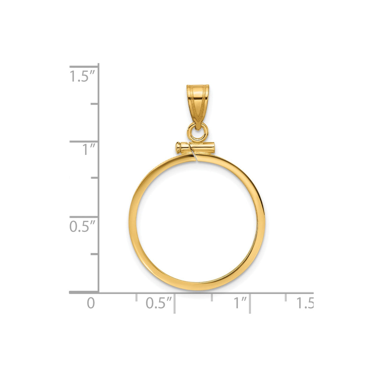 22 mm 14k Yellow Gold coin bezel for 22 mm Coin — size reference (ruler)