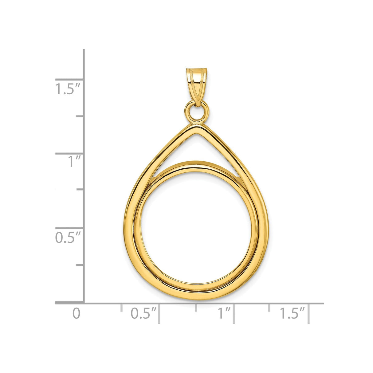22 mm 14k Yellow Gold coin bezel for 22 mm Coin — size reference (ruler)