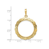 22 mm 14k Yellow Gold coin bezel for 22 mm Coin — size reference (ruler)