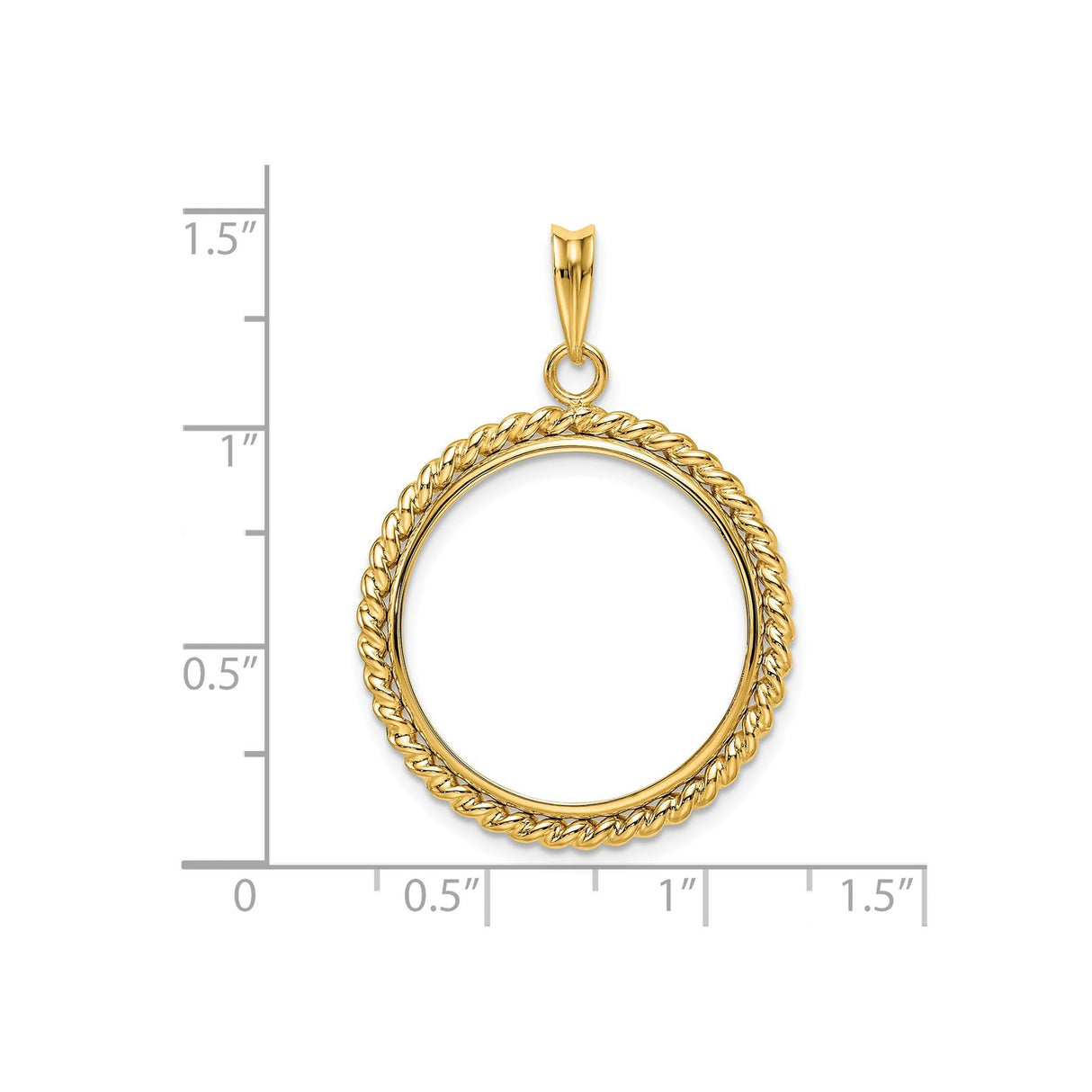 22 mm 14k Yellow Gold coin bezel for 22 mm Coin — size reference (ruler)
