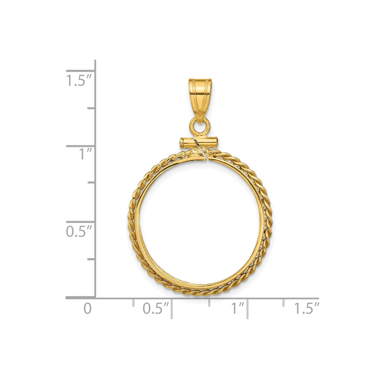 22 mm 14k Yellow Gold coin bezel for 22 mm Coin — size reference (ruler)