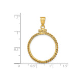 22 mm 14k Yellow Gold coin bezel for 22 mm Coin — size reference (ruler)
