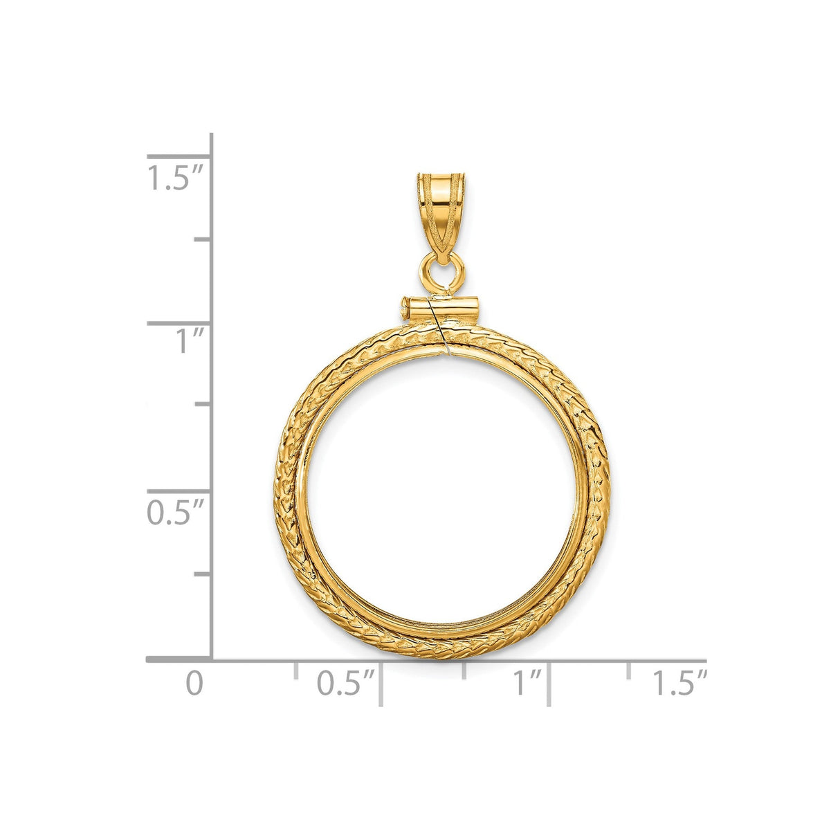 22 mm 14k Yellow Gold coin bezel for 22 mm Coin — size reference (ruler)