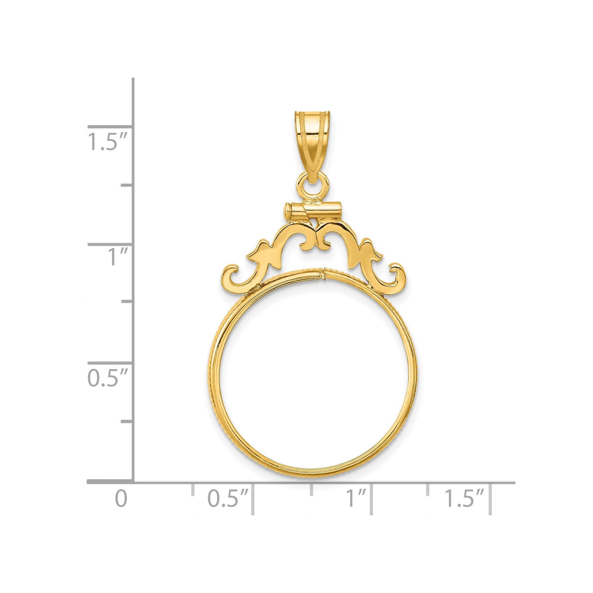 22 mm 14k Yellow Gold coin bezel for 22 mm Coin — size reference (ruler)