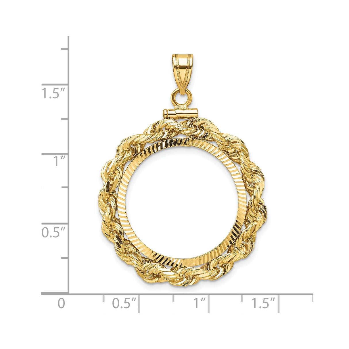 22 mm 14k Yellow Gold coin bezel for 22 mm Coin — size reference (ruler)