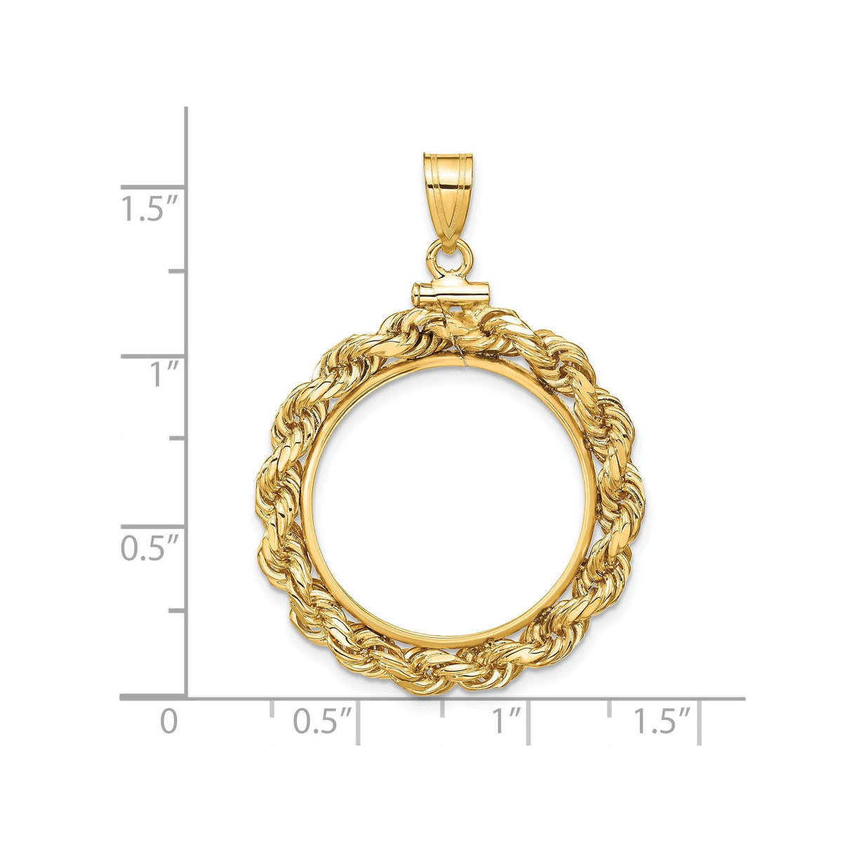 22 mm 14k Yellow Gold coin bezel for 22 mm Coin — size reference (ruler)