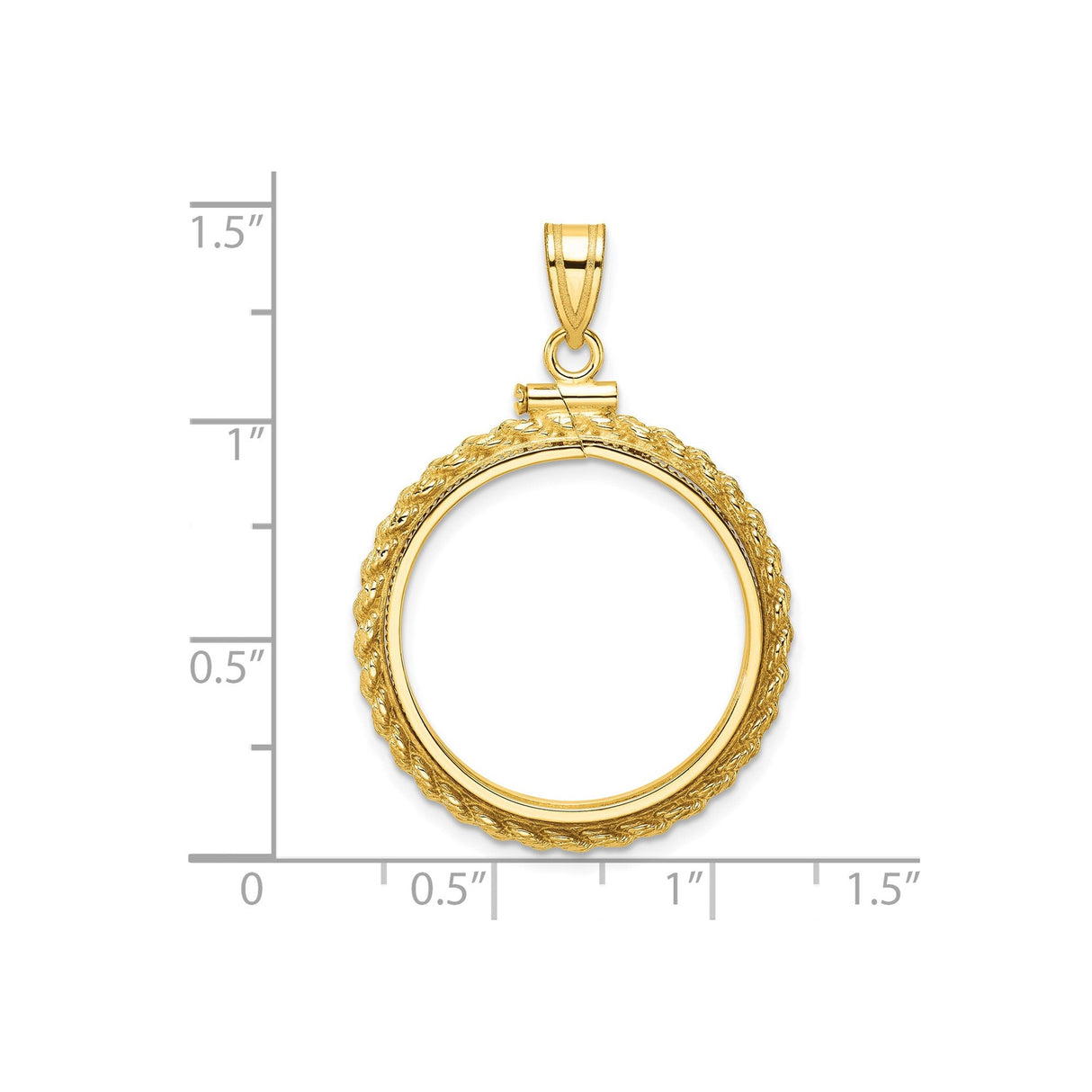 22 mm 14k Yellow Gold coin bezel for 22 mm Coin — size reference (ruler)