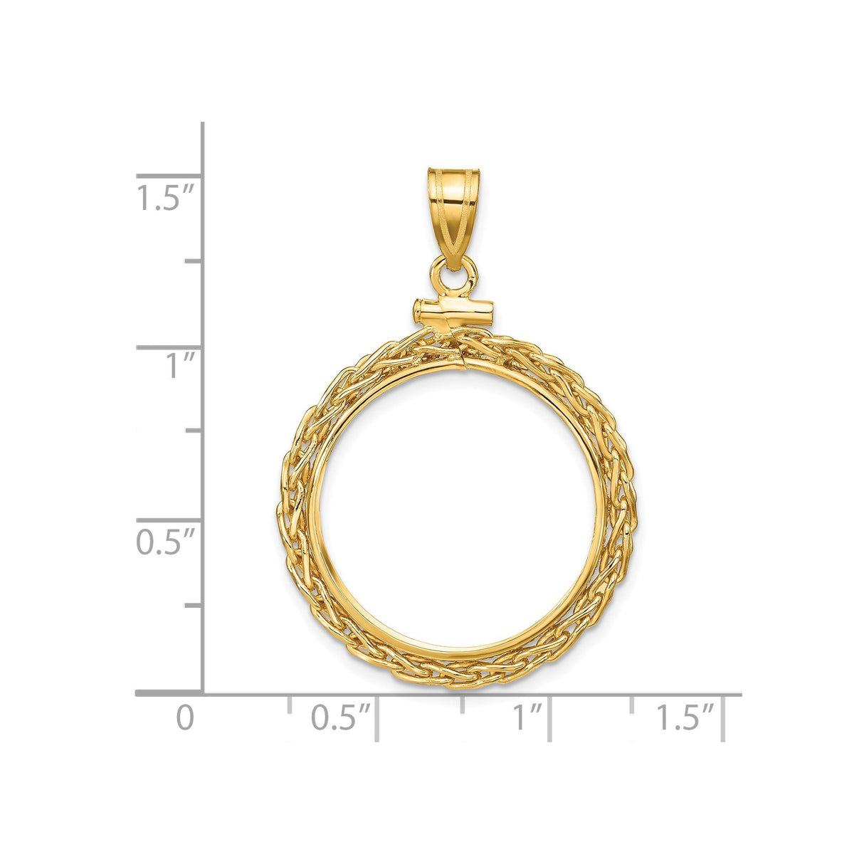 22 mm 14k Yellow Gold coin bezel for 22 mm Coin — size reference (ruler)