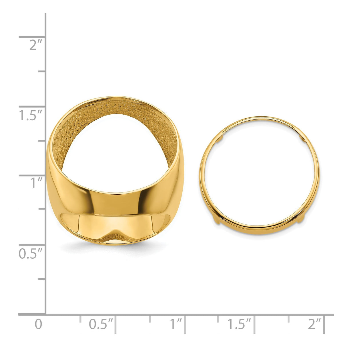 22 mm 14k Yellow Gold coin bezel for 22 mm Coin — size reference (ruler)