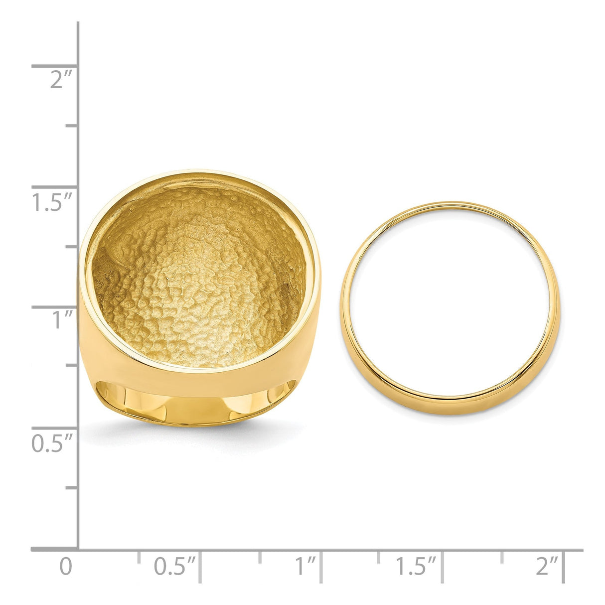 22 mm 14k Yellow Gold coin bezel for 22 mm Coin — size reference (ruler)
