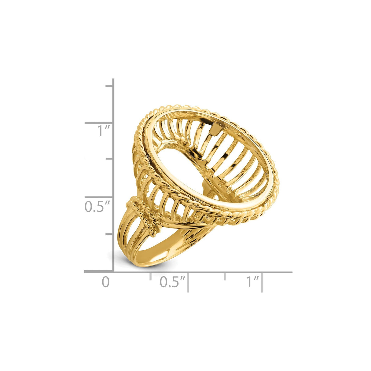 22 mm 14k Yellow Gold coin bezel for 22 mm Coin — size reference (ruler)
