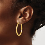 14k Yellow Gold Hoop Earrings, Classic Round Polished Design, Thin Medium Hoops for Women