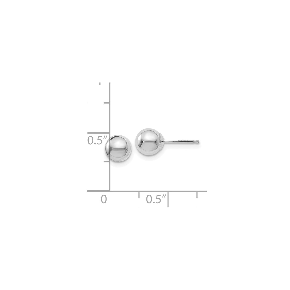 14k White Gold Ball Stud Earrings, Polished Minimalist Round Design, Post Back