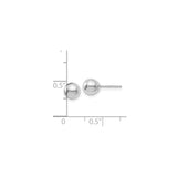 14k White Gold Ball Stud Earrings, Polished Minimalist Round Design, Post Back