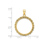 23 mm 14k Yellow Gold coin bezel for 22.6 mm Coin — size reference (ruler)